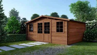 Immagine prodotto di Casetta da giardino in legno - 34.8m2 - 5.9x5.9m - impregnata - 45mm - colore: marrone