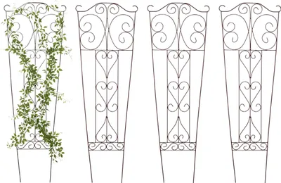 Produktbild von Relaxdays Rankgitter, 4er Set, HxB: 115 x 38 cm, Metall, Rankhilfe für Kletterpflanzen, Garten, Rosenrankhilfe, braun