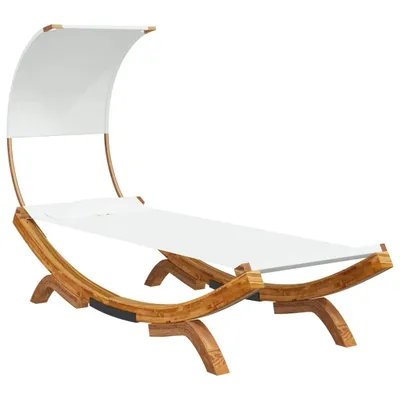 Produktbild von Sonnenliege mit Dach 100x200x126 cm Bugholz Massiv Creme