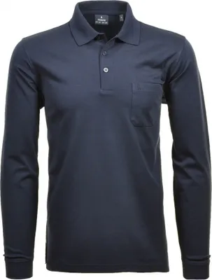 Produktbild von RAGMAN Herren Poloshirt Langarm Polokragen Baumwollmix Marine 6XL