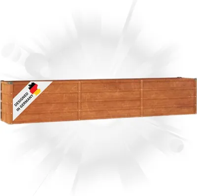 Produktbild von DELUKE® Hochbeet aus Cortenstahl ISAK | unten offen | Pflanzenbeet Gartenbeet Metall Blumenbeet Beet hoch Frühbeet für Garten Gemüsebeet, 240x40x45cm