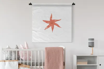 Produktbild von MuchoWow® Wandteppich Wandbehang Seestern - Rosa - Pastell 90x90 cm Tapisserie Dekoration Wandtuch - Wandaufhänger