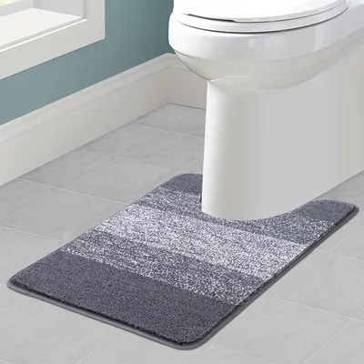 Productafbeelding van Toiletmat in U-vorm, 50 x 60 cm, grijs, absorberend, antislip, wasbaar, microvezel