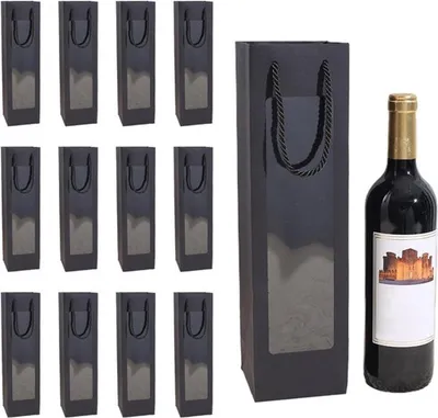 Wein Geschenkbox mit Transparentem Fenster und Griff, Ideal für Weihnachten, Hochzeit und Feiern