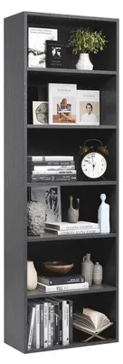 Immagine prodotto di Libreria a 6 ripiani, in legno, colore nero, dimensioni 55,5 x 23,5 x 181 cm