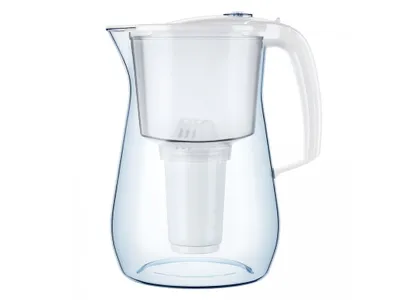 A water filter pitcher is shown against a white background.