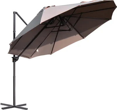 Produktbild von Doppelsonnenschirm Ampelschirm Doppelschirm mit Kurbel Verstellbarer Gartenschirm Sonnenschutz Metall Braun 440 x 270 x 250 cm