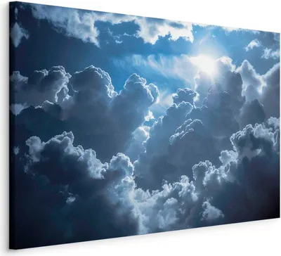 Produktbild von Italienischer Leinwand Leinwandbild - Animated Scenery: The Sun Battling with Clouds 30x20 cm Muster b-H-10050-b-a