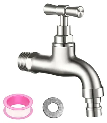 Auslaufhahn 1/2 Zoll, Edelstahl, Wandmontage, Gartenwasserhahn