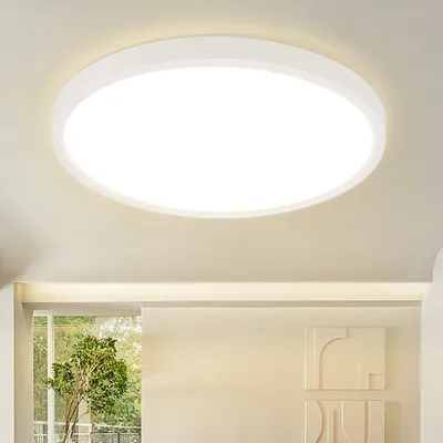 Image de ZMH Plafonnier LED Plafonnier salle de bain 24 W Plat Diamètre 30 cm Chambre Ronde Lampe Cuisine Blanc Plafonnier 3000 K pour salle de bain cuisine couloir