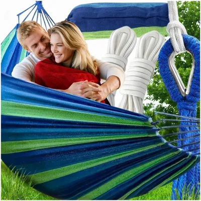 Produktbild von Hängematte 180x150 cm – Große & verstärkte Garten-Schaukel mit Tragetasche – Bequem & stabil – Ideal zum Entspannen im Garten & Camping