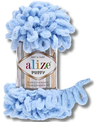 Produktbild von Alize 1x 100g Puffy Wolle, Uni, Häkeln, Stricken (Light Blue - 183)