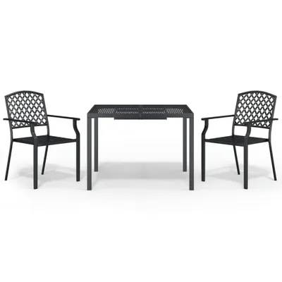 Immagine prodotto di vidaXL Set da pranzo da giardino 3 pezzi in acciaio antracite