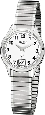 Produktbild von Regent Damen-Armbanduhr Elegant Analog-Digital Edelstahl-Armband silber Funkuhr-Uhr Ziffernblatt weiß URFR210