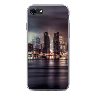 Produktbild von MuchoWow® Handyhülle Schutzhülle Hülle für iPhone 8 New York - Sturm - Skyline Silikon Softcase Handy Hülle - Schutzhaube