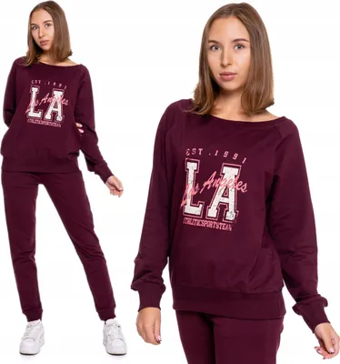 Zdjęcie produktu dla MORAJ Bluza damska Klasyczny krój bordowa z nadrukiem Modne M