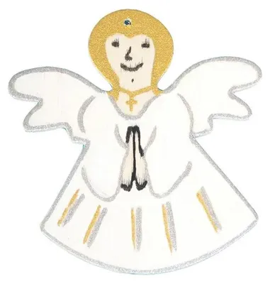 Immagine prodotto di Ornamento natalizio artigianale in legno con angelo