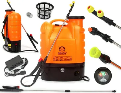 Immagine prodotto di DEMON irroratore a pressione a batteria irroratore per piante irroratore a zaino irroratore da giardino irroratore da giardino 16l 12V 8Ah set di ugelli