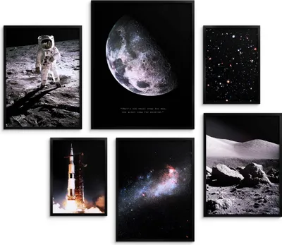 Produktbild von Poster-Set „Flug ins All“ – Fotos von Astronauten, Sternen und dem Mond