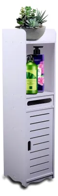 Produktbild von Toilettenschrank 80x20x20cm, Badezimmerschrank in Weiß, schmales Badregal, Hochschrank zur Aufbewahrung