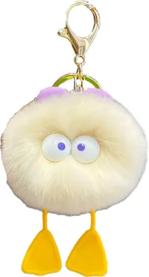 Produktbild von Plüsch-Cartoon-Ball-Schlüsselanhänger mit großen Augen, Stressabbau, flauschiger, runder Quetschball, Spielzeug, DIY, Mini-Metallring, Schlüsselanhänger, Anhänger, Rucksack, Ornament, Geburtstagsgeschenk