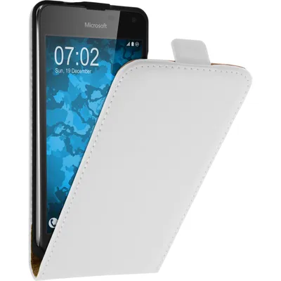 Produktbild von PhoneNatic Kunst-Lederhülle kompatibel mit Microsoft Lumia 650 - Flip-Case weiß + 2 Schutzfolien
