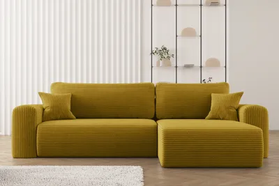 Zdjęcie produktu dla Sofa w kształcie L CAPRI narożnik, tkanina Poso, wiele kolorów Żółty Prawostronny