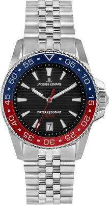 Jacques Lemans 1-2205K Herrenuhr Quarz Stahl/Schwarz 20 bar 1