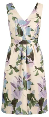 Obrázok produktu pre ApartFashion, dámske koktejlové šaty, krémová farba s viacfarebným vzorom, veľkosť 36 EU