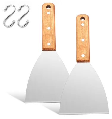 Produktbild von Grillwender-Set, 2-teilig, Edelstahl mit Holzgriff, abgeschrägter Kante, 2 Haken