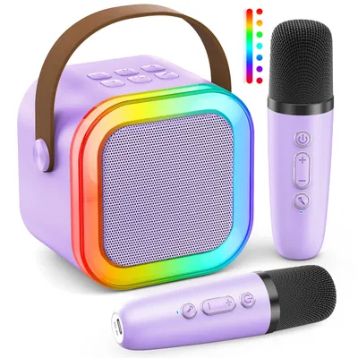 Produktbild von Karaoke Maschine mit 2 Karaoke Mikrofonen, Karaoke Maschine Kinder mit Mikrofon Mädchen Geschenke Spielzeug 3-12 Jahre - Bluetooth MusikLautsprecher