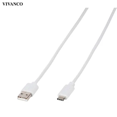 Produktbild von ViVanco™39452, 1 m, USB A, USB C, Weiß, Männlich, Männlich