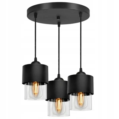 Produktbild von LUXOLAR Pendelleuchte 3 flammig Schwarz mit transparent Glasschirm E27 60 W, Pendelleuchte für Wohnzimmer, Küchen - Hängelampe Modern Design