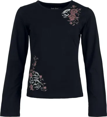 Produktbild von Rock Rebel by EMP Damen schwarzes Langarmshirt mit Skull & Roses Print XXL