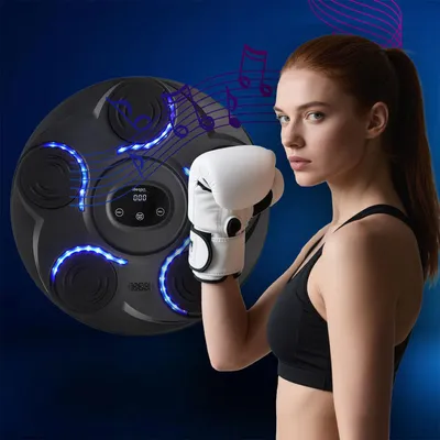 Produktbild von Fitness-Boxmaschine mit 7 Stufen & Bluetooth-Musik – Reaktions- & Koordinationstrainer, inkl. Boxhandschuhe – Für mehr Motivation
