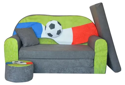 Produktbild von Kindersofa mit Klappbettfunktion und Hocker