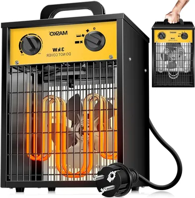 Productafbeelding van Elektrische Heater - Keramische Kachel - Binnen Ruimtes - Geïntegreerde Thermostaat - 3 KW - Geel