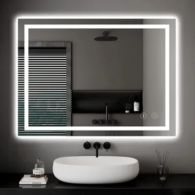 Produktbild von LED-Badezimmerspiegel - 60 x 80 cm - 30 W - Antibeschlag - 3 Lichtfarben - Dimmbar - Touch-Schalter
