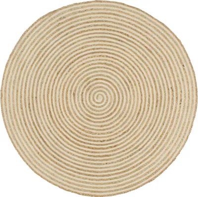 Zdjęcie produktu dla Dywanik Ręcznie Wykonany Z Juty, Spiralny Wzór, Biały, 120 Cm Lumarko!