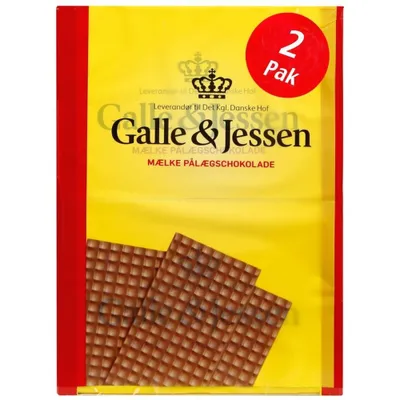 Obrázek produktu pro Galle & Jessen Mælk Pålægschokolade (plnotučné mléko) 2x108 g – čokoláda na pomazání
