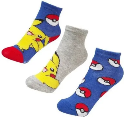 Produktbild von Pokemon Pikachu Pokeball Kinder lange Socken 3er Pack Gr. 23-34 – Mehrfarbig / 30