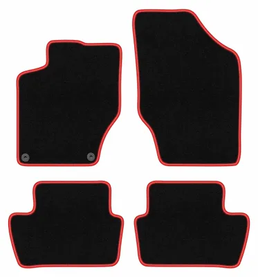 Image de Tapis de sol en moquette pour DS. 4 Crossback 2015-2018 (à hayon) – jeu 4 pièces, noir/rouge, sur mesure – Wielganizator CARLUX