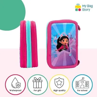 Produktbild von Famanu Federmäppchen mit drei Fächern für Kinder - inklusive Mal- und Schreibutensilien - 19,5 cm