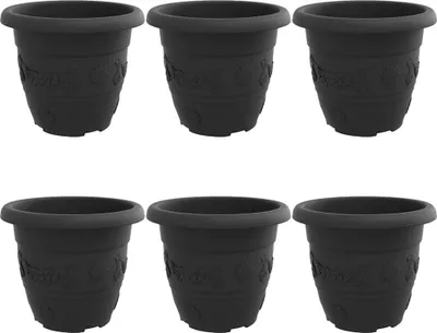 Obrázok produktu pre vidaXL Okrúhly kvetináč, 6 ks, čierny, Ø 30 x 25 cm, plast