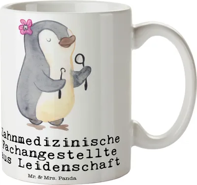 Produktbild von Mr. & Mrs. Panda Tasse Zahnmedizinische Fachangestellte Leidenschaft - Weiß - Geschenk, milchkaffeetasse, Teetasse, Becher, kaffeetasse bedruckt