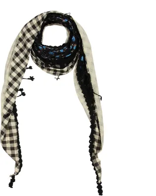 Produktbild von Dreiecktuch - Blumenmuster 2 - blau - schwarz - weiß - Halstuch