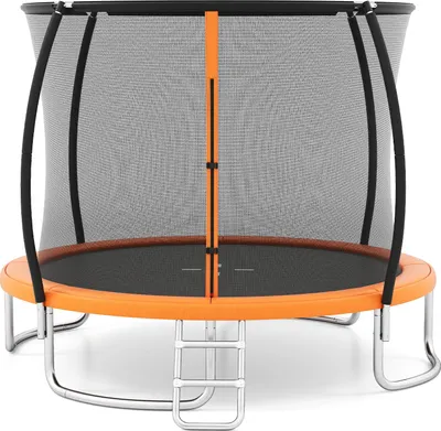 Produktbild von COSTWAY Trampolin Outdoor mit Leiter, Gartentrampolin rund mit Sicherheitsnetz, Randabdeckung & Metallrahmen, Kindertrampolin Komplett Set