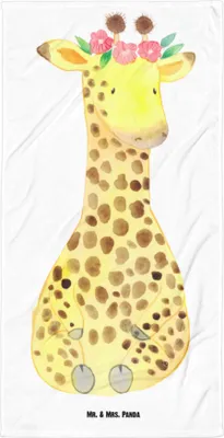 Produktbild von Mr. & Mrs. Panda Strandtuch Giraffe Blumenkranz - Weiß - Geschenk, Strandlaken, Freundin, Abenteurer, Baumwollhandtuch, Badehandtuch, Afrika, Selbstliebe, Handtuch