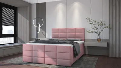 Obrázek produktu pro Prodejce LEADER skříňová postel ANKARA 200x200 cm čalouněná postel se dvěma zásuvkami, kompletní sada s matrací a topperem (4 cm), růžová, látka na postel JASMINE 62
