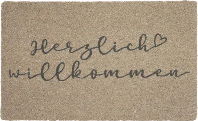 Immagine prodotto di Gift Company Fußmatte Herzlich Willkommen, Türmatte, Kokosmatte, Kokos, Vinylrücken, Grau, 45 x 75 cm, 1096401004